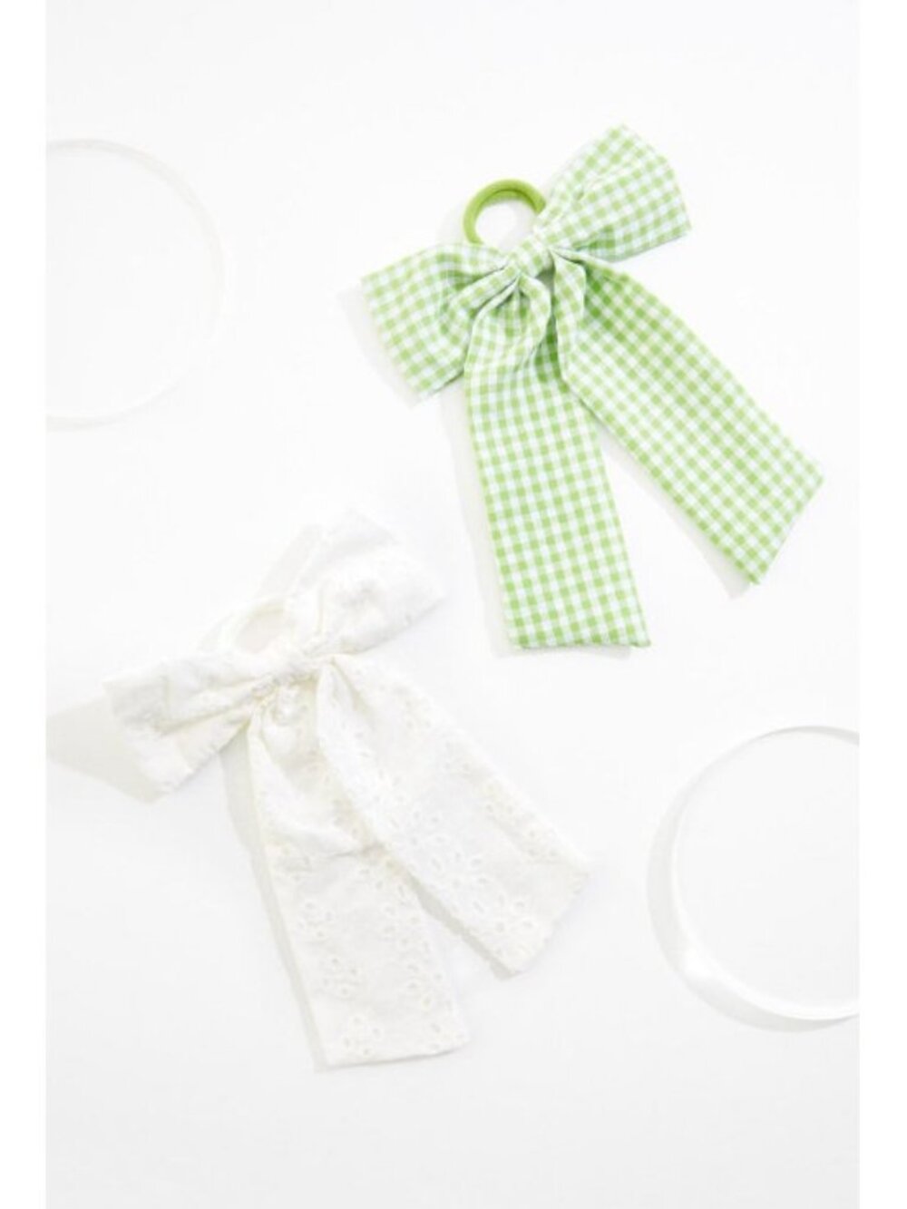 Cato 2pc Gingham Eyelet Bow Hair Tie Set